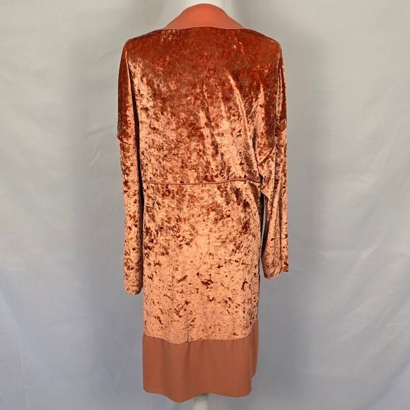 Urban Outfitters Crushed Velvet Coral Pink Kimono Cardigan Size M | L Boho Y2K - Picture 2 of 5